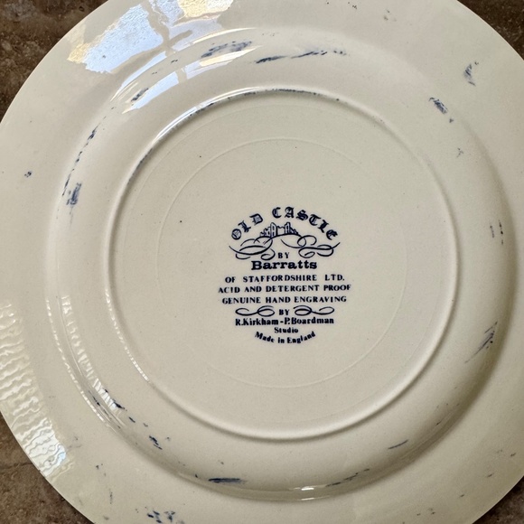 Set Of 4 Blue & White Plates. Barrats. Currier & Ives. Willow Ware. Countryscape - Picture 5 of 6